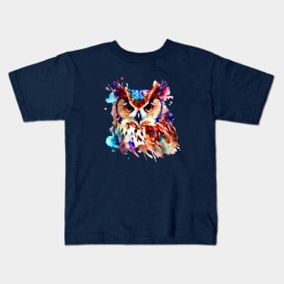 Owl Colourful Art | Watercolor Painting of the Owl Kids T-Shirt